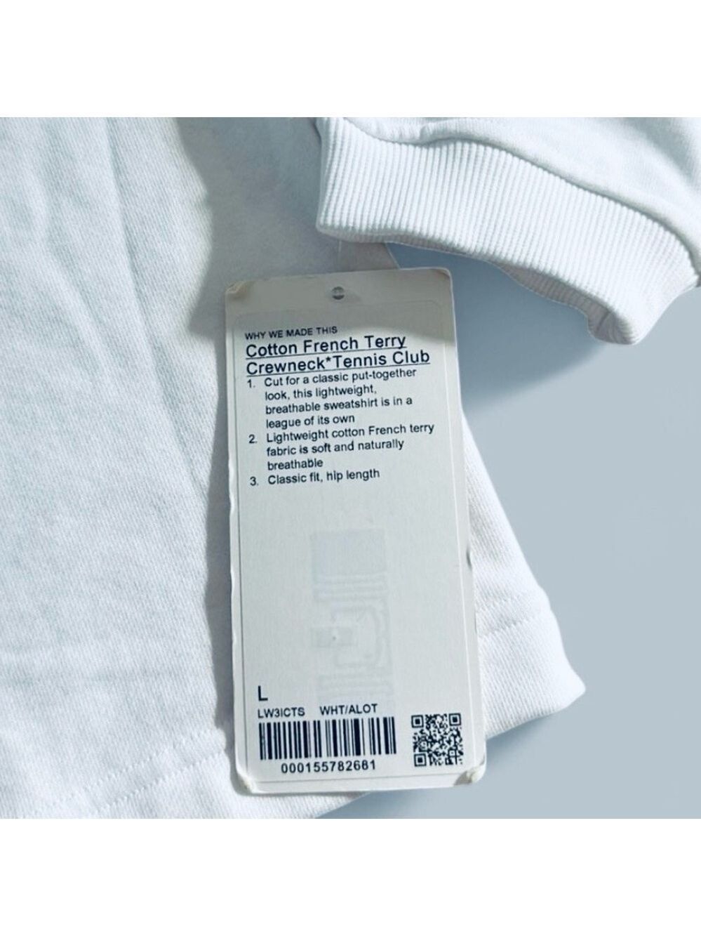 Lululemon-Cotton French Terry Crewneck Pullover Tennis Club-Size Large-NWT - Picture 7 of 9